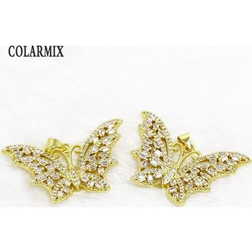 3 Pcs Zirconia C Butterfly Gold Butterfly Pendant Accessories Jewelry Necklace Accessories New design Fashion pendant 31390