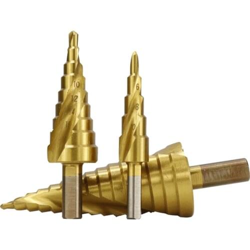 4-12 4-20 4-32mm Titanium Coated HSS Step Drill Bit Spiral Drill Bit for Wood Metal Hole Drilling Cone Drill Bit