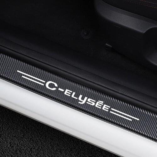 4PCS/Set Car Styling Car Door Sill Stickers Protection Film For Citroen C-Elysee Auto Door Threshold Protector Decor Accessories