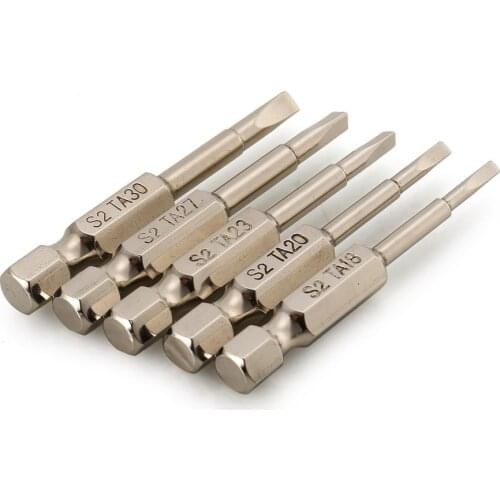5 PCS S2 Steel Magnetic Triangle Head Screwdriver Bits 50mm 1/4 Hex Shank Nozzle Pneumatic Screwdriver Electric Head