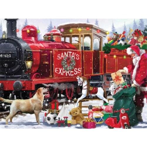 NEW Christmas 5D Diamond Painting Cartoon Full Square Rhinestone DIY Diamond Mosaic Santa Claus Train Embroidery Home Decor