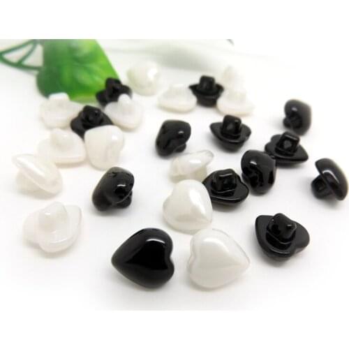 Free shipping 100pcs/lot High-grade resin hearts pearl buttons The white shirt Ms black shirt button 10mm