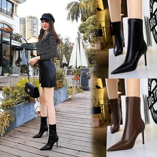 Winter fashion simple thin and sexy high-heeled tines nightclub show female thin thin short boots boots