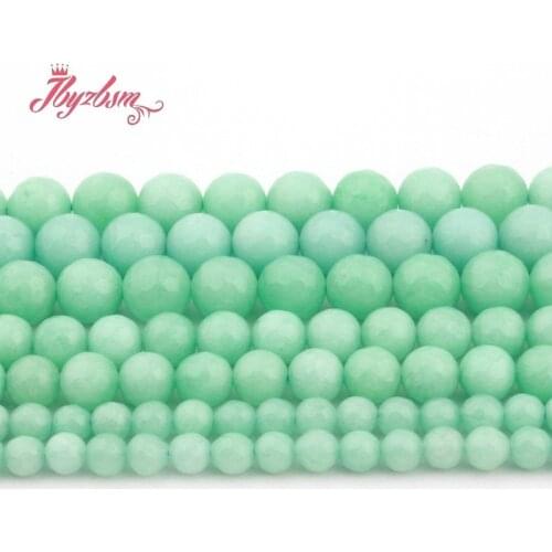 4/6/8/10mm Amazonite Jades Round Bead Faceted Stone Beads Spacer For DIY Necklace Bracelets Earring Jewelry Making Strand 15"