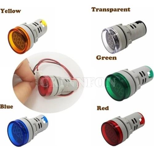 DHL 100pcs 22mm LED Digital Gauge Volt Voltage Meter Indicator Signal Lamp Voltmeter Lights Tester Measuring Range 60-500V AC
