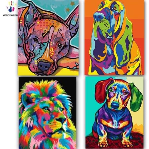 DIY colorings pictures by numbers with colors Abstract paintings of animals picture drawing painting by numbers framed Home