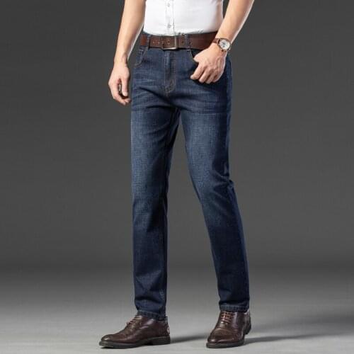 High-quality jeans mens straight loose warm stretch mens pants spring and autumn pants