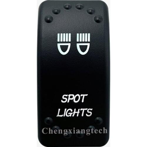 Dual White Led Light 12V 24V Car Boat Caravan Rocker Switch Laser Engraving SPOT LIGHTS, 5 Pin On Off SPST Waterproof
