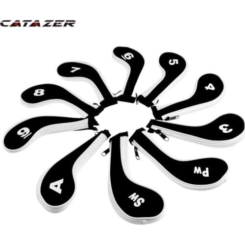 Golf Iron Headcover Irons Set Head Cover with Zip 10pcs/pack Blue Color Number Printed Golf Head Cover