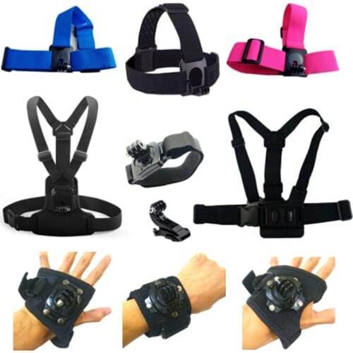 SJCAM SJ4000 SJ6 Head Chest Arm Wrist Band Single Shoulder Strap Tripod Mount Adapter Mijia/Gopro hero 8 7 H9 Mobile phone Clip