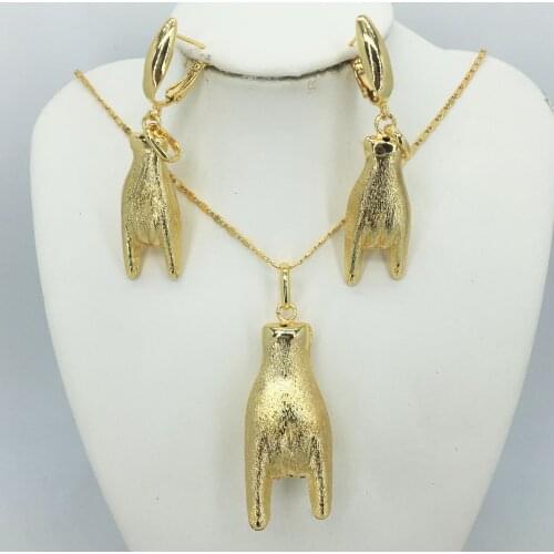 HOT Fashion wedding Dubai Africa Nigeria African Jewelry set gold-color necklace Earrings romantic woman Bridal Jewelry Sets