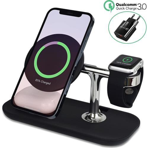 3 in 1 Magnetic Wireless Charger 15W Qi Fast Charging Station for Magsafe iPhone 12 pro Max Chargers for Apple Watch Airpods pro