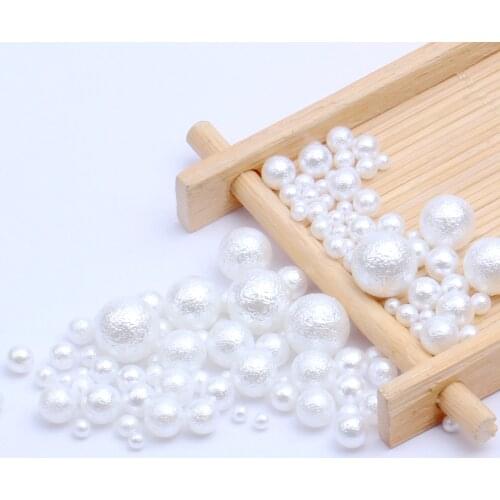 Small Bag Ivory/White Nail DIY Wrinkle Pearls No Hole Imitation Beads Many Sizes Round Beige Gems For Designer DIY Crafts