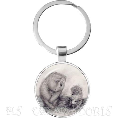 Little Hedgehog In The Fog Key Chains 25mm Glass Dome Keychain Yozhik v tumane Creative Jewelry For Women Men Kids Gift