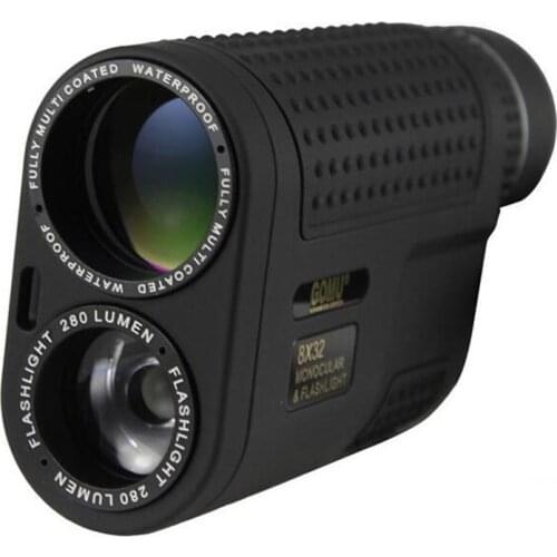 Black HD 8x32 Night Vision Monocular Multifunctional Compact Zoom Waterproof Telescope Built-in Flashlight for Camping Hunting