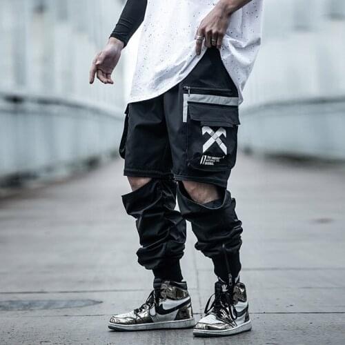 Mens Jogging Cargo Pants 2021 Hip Hop Fashion Detachable Cargo Pants Harajuku Streetwear Loose Fashion Detachable Jogging Pants