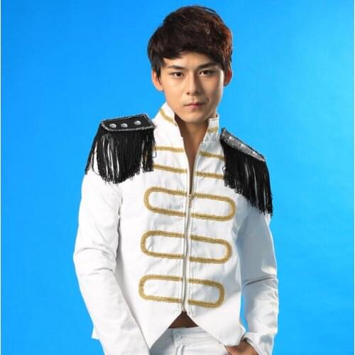 Punk white zipper blazer men latest coat designs men costume mens jackets personality stage singer star style dress fashion