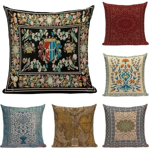 Retro Geometric Throw Pillowcase Ethnic Stripes Bohemian Linen Sofa Cushion Cover Morocco Floral Car Cushions Cover Dakimakura