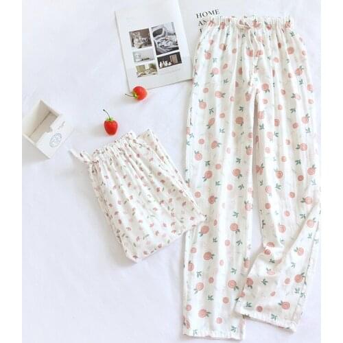 Spring And Autumn New Ladies Trousers Cotton Gauze Thin Pajama Pants WomenS Casual Cartoon Homewear Cute Bottoms Plus Size