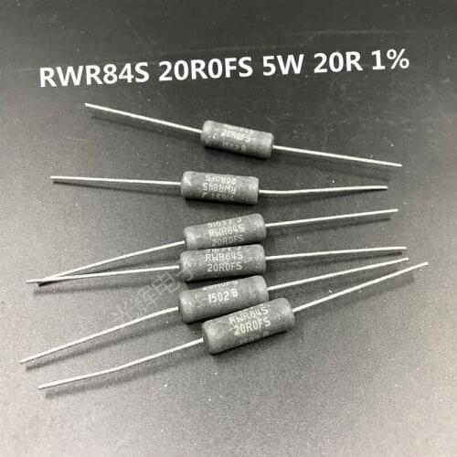 Original new 100% RWR84S 20R 20R0FS 1% 5W 22x7MM black precision non inductive wirewound resistor (Inductor)