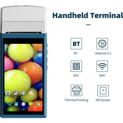 PDA Terminal Android POS Receipt Printer 58mm Handheld 1D/2D/QR Barcode Scanner 3G/4G WiFi BT NFC Function