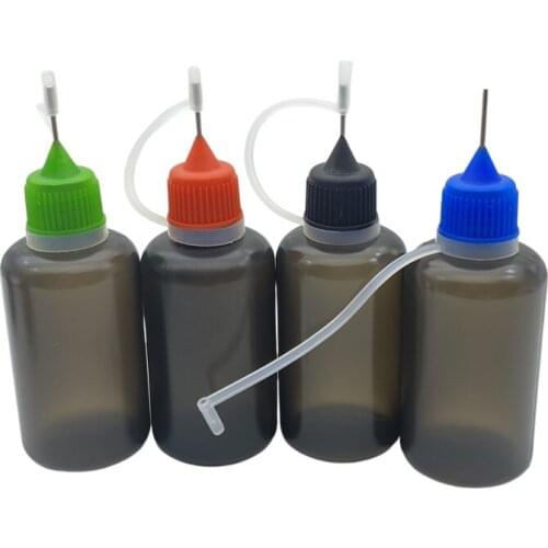 100pcs Empty Container 30ml Black PE Plastic Dropper Bottle With Metal Needle Cap For Liquid Squeeze Soft Vial