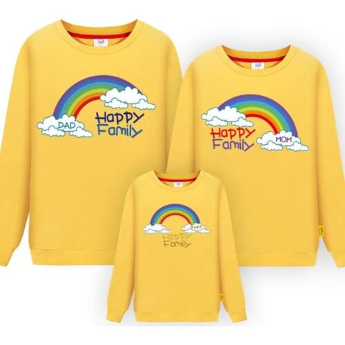 Long Sleeve Family Shirts 3 Persons Mother Father Son Daughter Matching Rainbow Clothes Mom Dad Baby Match Pullover Sweatshirt