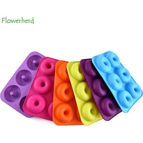 6 Holes Silicone Donut Pans Molds Baking Cake Silicone Mould Diy Baking Oven Round Doughnut Muffin Cupcake Mold