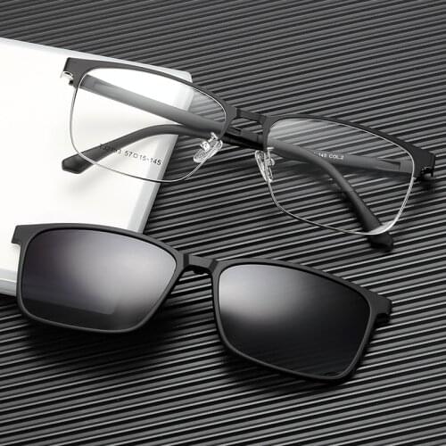 Square Polarized Sunglasses Men Vintage Clip on Glasses Retro Magnetic Clips Sun Glasses Optical Eyeglasses Eyewear UV400 Oculos