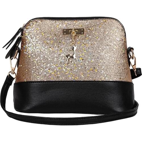 2020 Bags for Women Sequins Womens Handbags Leather Fashion Small Shell Bag with Deer Toy Women Shoulder Bag Casual Crossbody
