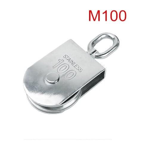 1pcs M100 High Quality Stainless Steel Heavy Duty Steel Single Wheel Swivel Lifting Rope Pulley Block