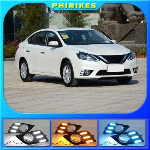 2Pcs LED Daytime Running Light For Nissan Sentra sylphy 2016-2018 Waterproof 12V DRL Fog Lamp Decoration Car accessories