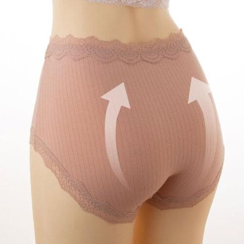 Womens Cotton Briefs Large Sizes with High Waist Sexy Lace Traceless Sweet Cute Panties Cotton Underwear Women Plus Size 2021