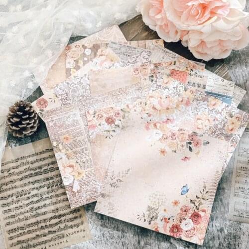 Vintage Flower Lace Collage Basic Material Paper DIY Scrapbook Base TAG. Photo Props Gift Packaging Decoration