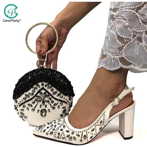 White Color High Quality Italian design Shoes with Matching Bags African Shoes and Matching Bags Italian New Arrival Shoes