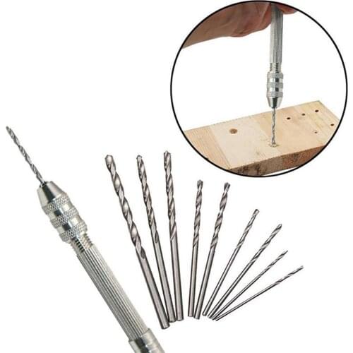 High Quality Mini Micro Aluminum Hand Drill With Keyless Chuck 10Pcs Twist Drill Bit Woodworking Drilling Rotary Tools