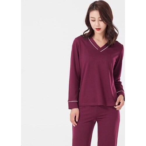 High grade cotton pajamas women new autumn winter sleepwear casual home clothes warm nightwear pijama set v-neck pyjama femme
