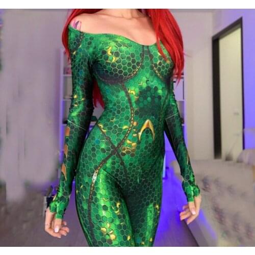 High Quality Quinn Mera Cosplay Costume 3D Print Queen princess Mera JY Costumes Zentai Catsuit Aquaman Superhero Suit