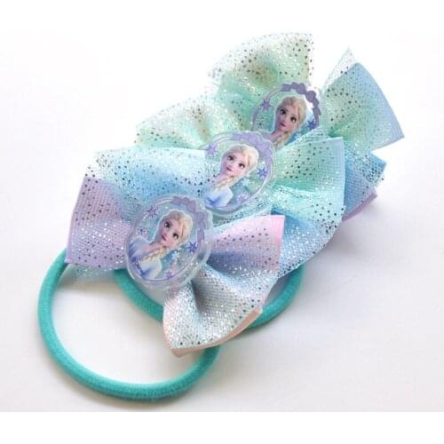 Disney Ice and snow II 2 Princess Elsa daughter girl hair clip with rubber band hair rope show dress up hair ornament girl gift