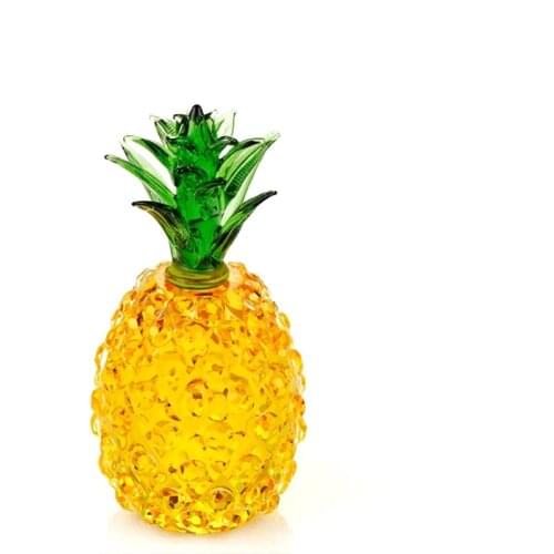 Yellow Crystal Pineapple Crafts Glass Paperweight Fengshui Figurine Home Decoration Ornaments Party Christmas Gifts Miniature