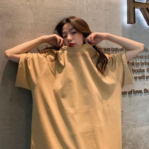 Oversized T-shirt womens summer Korean version loose and thin aging top Harajuku solid color comfortable