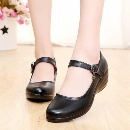 Plus Size Wedges Mary Jane shoes ankle strap round toe fashion women shoes Female pumps wedding party