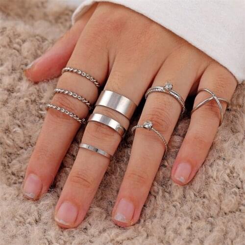 Vienkim Gold Sliver Rings Set For Women Vintage Heart Bow Twist Finger Ring 2019 New Knuckle Female Fashion Jewelry Wedding Gift