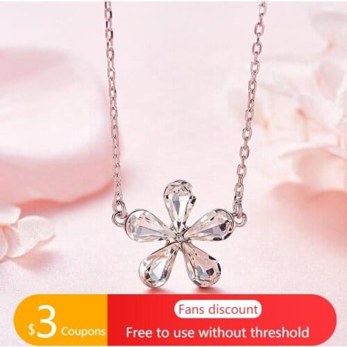 AGATA Neckalce Designer Jewelry 925 Sterling Silver Flower White Shining Crystal Chain Necklaces for Women Girlfriend Gifts
