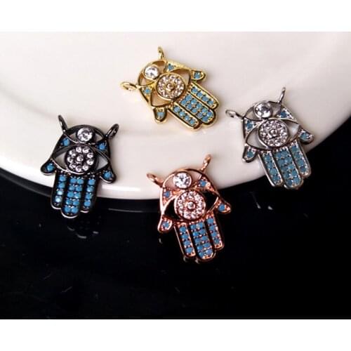 10Ps CZ crystal Plam Connector Double Bails Charm CZ zircon Micro pave Pendant Jewelry Finding DIY Bracelet necklace CT153