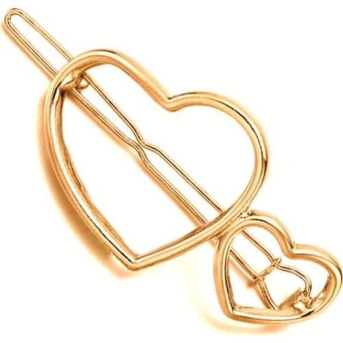 12pcs/lot selling simple geometric tire hair accessories Double peach hollow heart sweet girl heart love hair clips