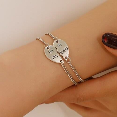 2 Pcs/Set New Fashion Heart Good Friend Bracelet Best Friends Honey Confidante Personality Letter Bracelet