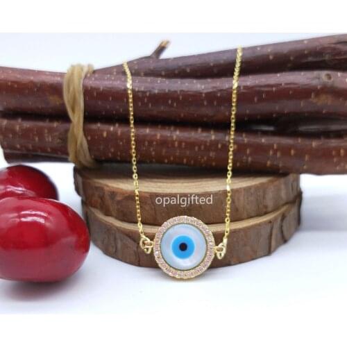 2020 Hot!!Free shipping Round/Marquise evil eye jewelry high quality mother of pearl evil eye pendant necklace for free shipping