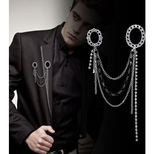 2021 Fashion Costume Jewelry New Long Tassel Crustal Brooch Pin Badge Cute Clothes Lapel Pin Suit Brooches For Men Women