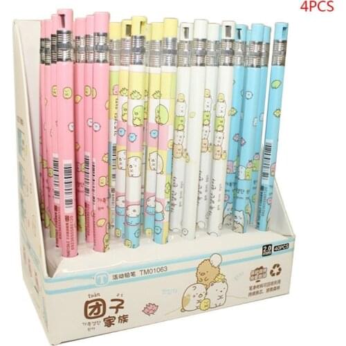 4pcs Mechanical Pencil 2.0mm Lead Holder Sketch Drawing Art Students Stationery Gift Random Color